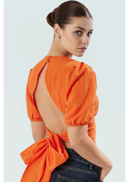 Kadın Kısa Kol Bisiklet Yaka Fitted Dokuma Bluz Uzun Ömürlü Kaliteli Işçilik Modern Stil fiyatları