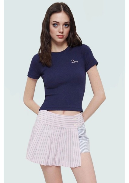 Kısa Kollu Bisiklet Yaka Fitted Örme Bluz Modern Stil Uzun Ömürlü Zarifane Tasarım fiyatları