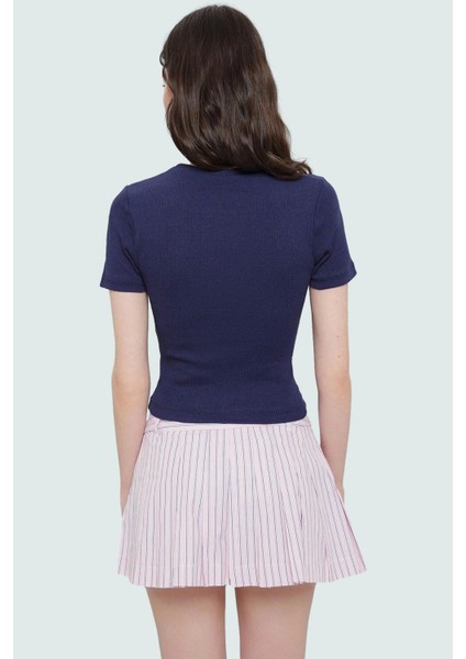 Kısa Kollu Bisiklet Yaka Fitted Örme Bluz Modern Stil Uzun Ömürlü Zarifane Tasarım modelleri