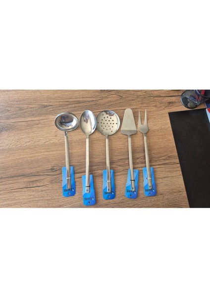 Paslanmaz 5 Parça Servis Seti: Kepçe, Kaşık, Spatula ve Çatal, Günlük Kullanım Için Uygun fiyatları