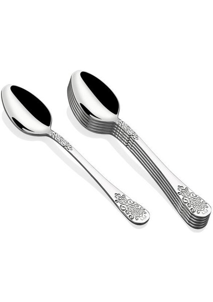 6'lı 18/10 Çay Kaşık Seti, Şık ve Dayanıklı Gümüş Tasarım