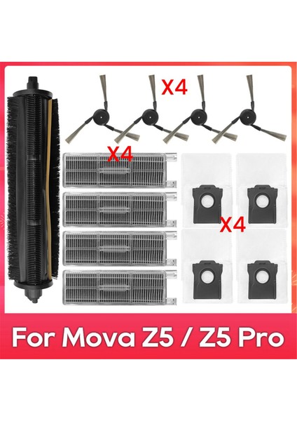 Mova Z5 / Z5 Pro Tricut Fırça Yan Fırça Hepa Filtre Toz Torbası Yedek Parça Aksesuarları Robot Süpürge Seti (Yurt Dışından)