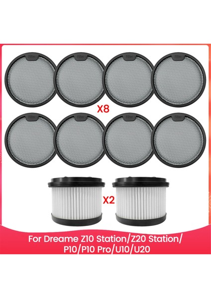 Dreame Z10 İSTASYONU/Z20 İSTASYONU/P10/P10 PRO/U10/U20 Elektrikli Süpürge Yedek Ön Sonrası Filtresi Için 10 Adet Vakum Hepa Filtresi (Yurt Dışından)