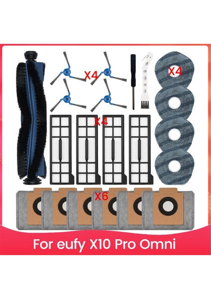 X10 Pro Omni Elektrikli Süpürge Yedek Parçaları Ana Yan Fırça Filtre Torbası Paspas Pedleri Elektrikli Süpürge Aksesuarları (Yurt Dışından)