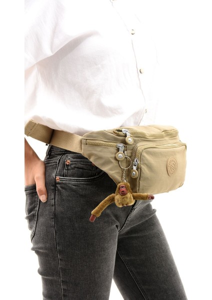 Unisex Klinkır Kumaş Suya Dayanıklı Ayarlanabilir Bej Renkli Bel ve Omuz Çantası modelleri