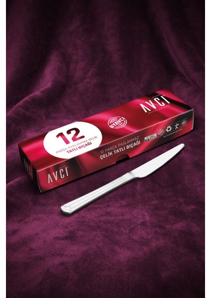 12'li Metalik Tatlı Bıçak Seti, Şık ve Kullanışlı Ev ve Davet Ürünleri