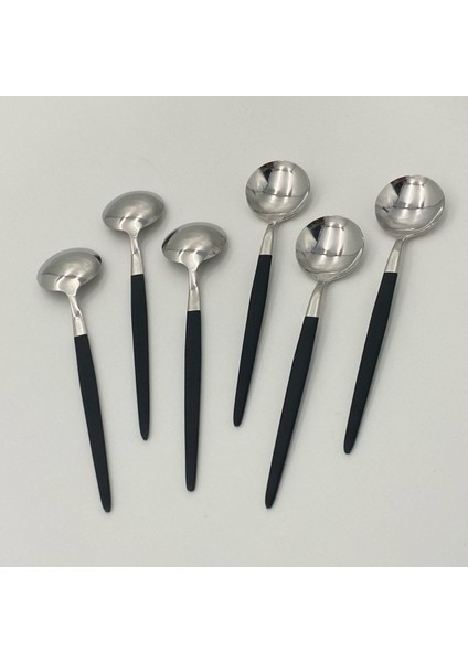 Şık Siyah Çelik 6'lı Çay ve Nescafe Kaşığı Seti modelleri