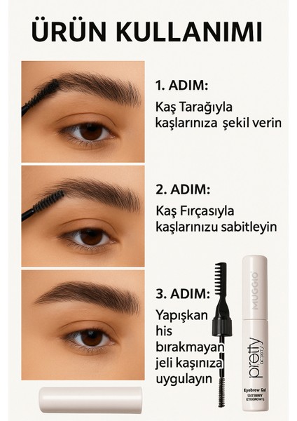 Laminasyon Etkili Kaş Sabitleyici ve Şekillendirici 3ü1 Arada Fırça Tarak Jel fırsatları