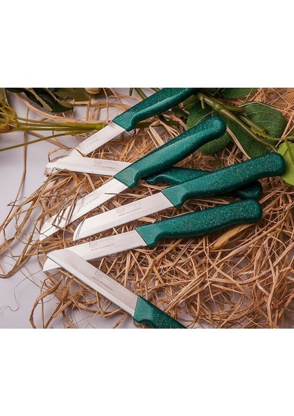 Tırtıklı 6'lı Meyve Sebze Bıçağı Seti, Yeşil Renkli, Yüksek Kalite