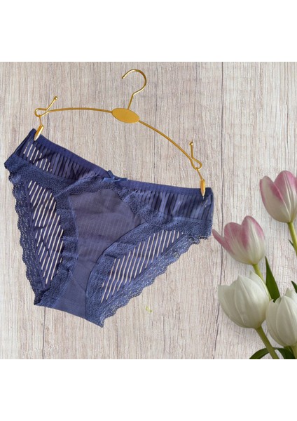 Tül Detaylı Lacivert Slip Külot 38-40 B