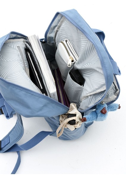 Unisex Suya Dayanıklı Krinkıl Kumaş Çok Gözlü Büyük Boy Laptop Okul ve Sırt Çantası