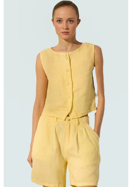 Yazlık Keten Crop Bluz Düğme Detaylı Günlük Tarz Konforlu Kesim Premium Kalite Zarifane Tasarım fiyatları