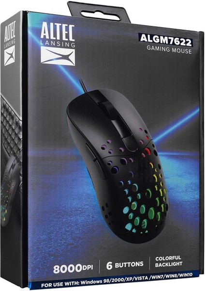 ALGM7622 Siyah USB Kablolu 6 Tuşlu Renkli Led Işıklı 8000DPI Gaming Oyuncu Mouse fiyatları