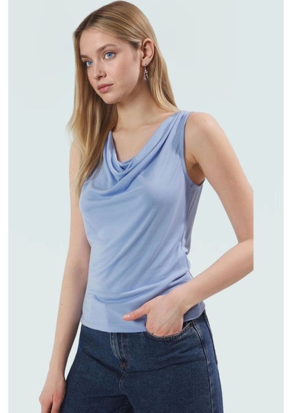 Yazlık Modal Örme Bluz Fitted Kalıp Degaje Yaka Rahat Günlük Stil Kullanım Için fiyatları