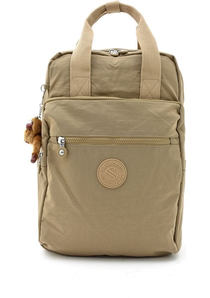 Unisex Suya Dayanıklı Krinkıl Kumaş Çok Gözlü Büyük Boy Laptop Okul ve Sırt Çantası