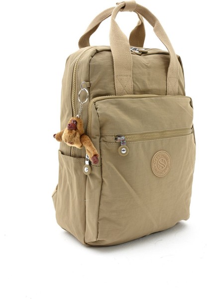 Unisex Suya Dayanıklı Krinkıl Kumaş Çok Gözlü Büyük Boy Laptop Okul ve Sırt Çantası