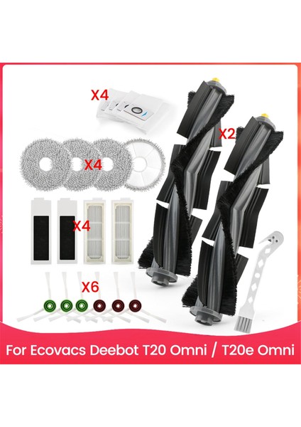 Ecovacs Deebot T20 Omni / T20E Omni Robot Süpürge Aksesuarları Ana Yan Fırça Hepa Filtreler Paspas Torbaları (Yurt Dışından)