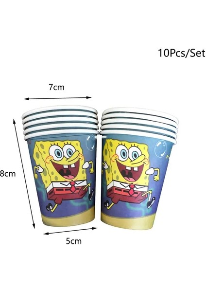 Spongebob Squarepants Parti Dekorasyonları Tek Kullanımlık Sofra Sabah Plaka Maskesi Kecikme Çocuk Doğum Günü Partisi Bebek Duş Doğum Günü Temalı: Kupa 10 Pcs (Yurt Dışından)