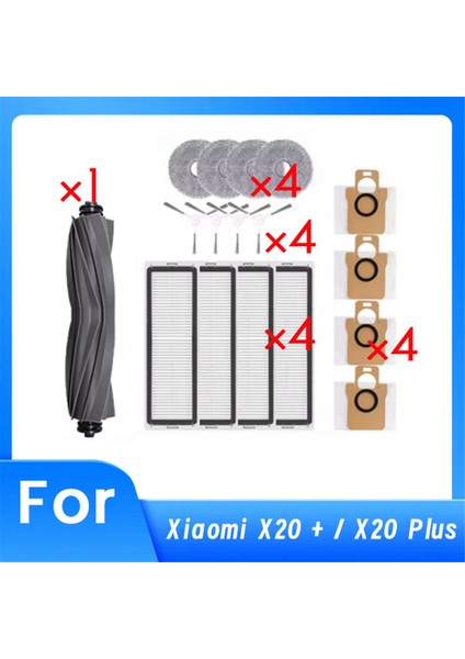Xiaomi X20+ X20 Plus Elektrikli Süpürge Yedek Parçaları Fırça Filtre Toz Torbası Paspas Bezi ve Ana Fırça Kapağı Seti Için 17 Adet (Yurt Dışından)