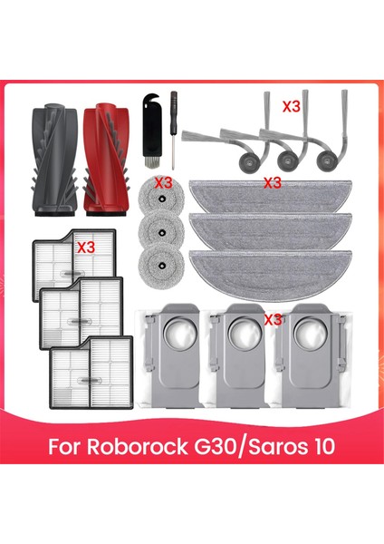 G30/SAROS 10 Robot Süpürge Aksesuarları Yedek Parçaları Ana Fırça Yan Fırça Filtre Toz Torbası Paspas Bezi (Yurt Dışından)