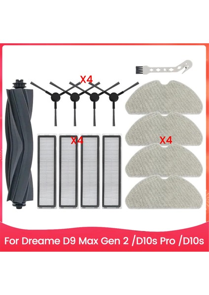 Dreame D9 Max Gen 2/D10S PRO/D10S Elektrikli Süpürge Aksesuarları Yedek Parçaları Için 14 Adet Fırça Filtre Paspas Bezi Seti (Yurt Dışından)