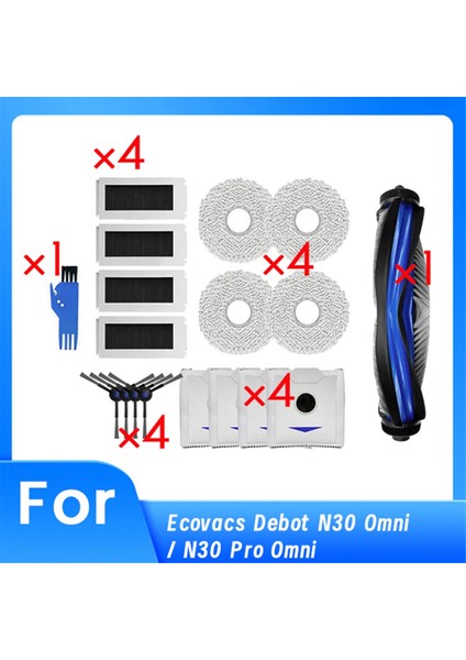 Ecovacs Debot N30 Omni / N30 Pro Omni Robot Süpürge Ana Yan Fırça Paspas Filtre Toz Torbası Ultra Dayanıklı Aksesuarlar (Yurt Dışından)