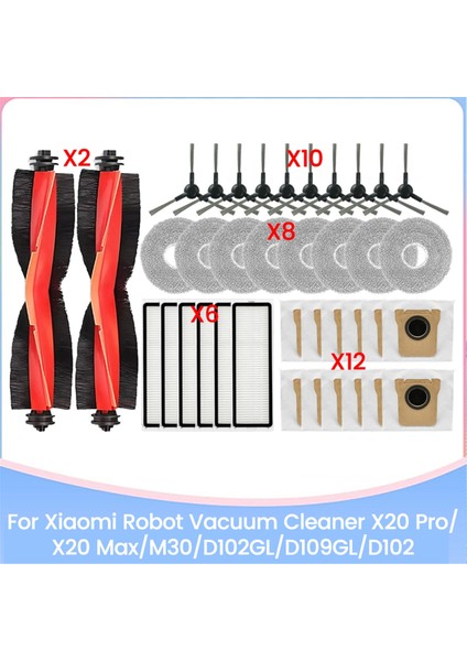 Xiaomi X20 PRO/X20 MAX/M30/D102GL/D109GL/D102 Robot Süpürge Yedek Parçaları Fırça Hepa Filtre Paspas Bezi Toz Torbası (Yurt Dışından)
