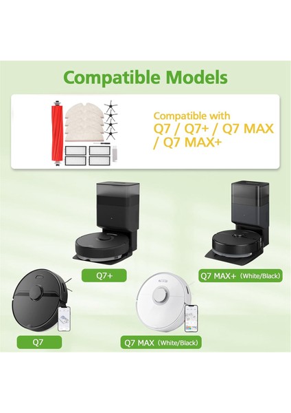 Roborock Q7 Q7+ Q7 Max Q7 Max+ Elektrikli Süpürge Aksesuarları Için 15 Adet Yedek Parça Ana Yan Fırça Filtre Paspas Bezi (Yurt Dışından) modelleri