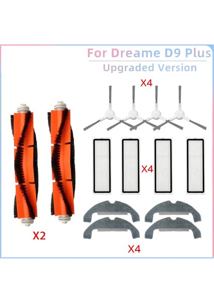 Dreame D9 Plus Robot Süpürge Yedek Parça Aksesuarları Ana Yan Fırça Hepa Filtre Paspas Bezi Bez (Yurt Dışından)