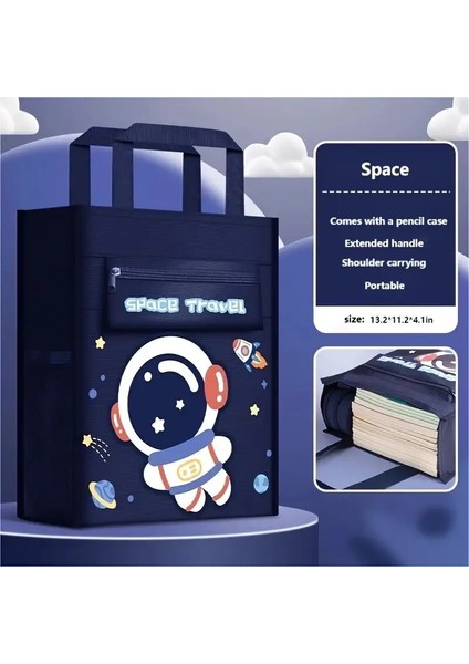 Karikatür Desen Okulu Kitapları Depolama Çantası Hafif Çok Yeri Çanta Ön Cep Özel Dersi Bagcolor: Mavi (Yurt Dışından)