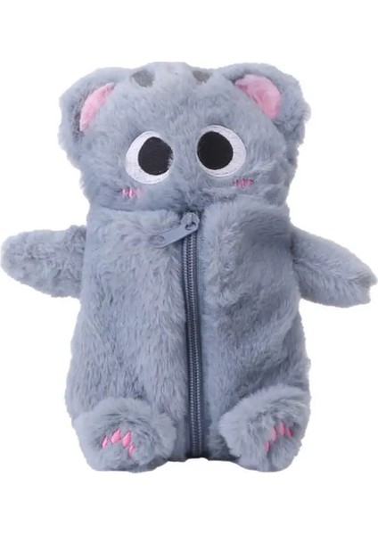 Siyam Kedi Peluş Kalem Kutusu Doldurulmuş Hayvan Büyük Kapasiteli Kırtasiye Çantası Sevimli Tasarım Karikatür Bebek Kedi Kalem Çantası Kalem Kutusu Renk: Gri (Yurt Dışından)