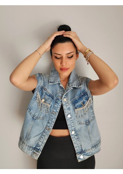 Tasarım Denim Yelek