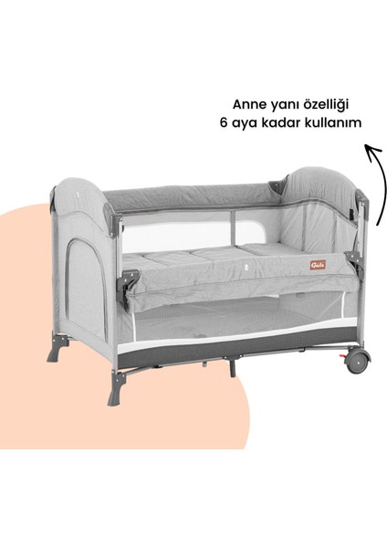 Omega Anne Yanı Sallanır Cibinlikli Oyun Parkı Park Yatak Bebek Beşik 70X110 cm