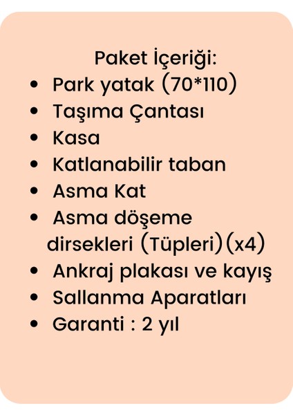 Omega Anne Yanı Sallanır Cibinlikli Oyun Parkı Park Yatak Bebek Beşik 70X110 cm