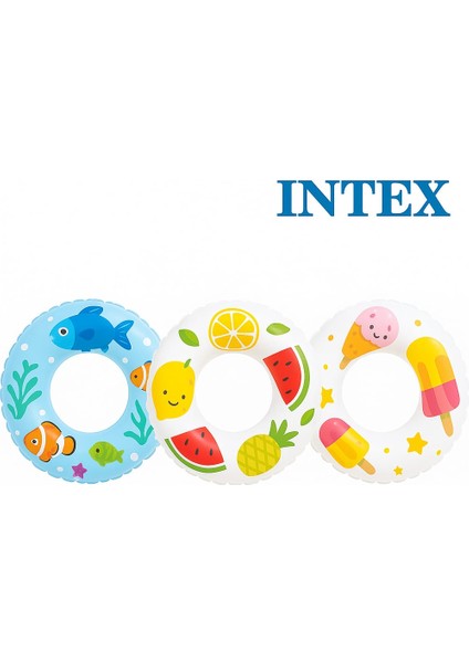 Intex 6-10 Yaş 61 cm Balık Baskılı Simit Şişme Havuz ve Deniz Yüzme Simidi Çocuk Can Simidi fiyatları