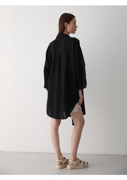 Siyah Flam Keten Kimono Gömlek fiyatları