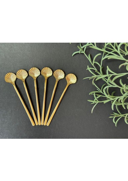 6'lı Altın Renkli Çay, Tatlı ve Karıştırma Kaşık Seti modelleri