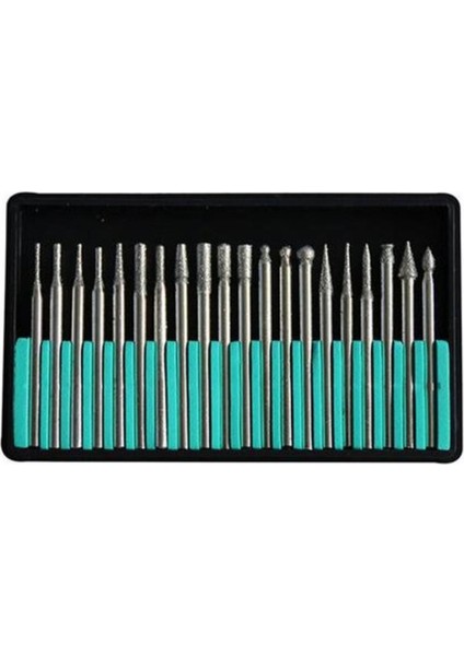 Elmas Freze Taşlama ve Zımpara Seti 20'li, 2.35MM ve 3mm, Hobi ve El Işlerine Uygun