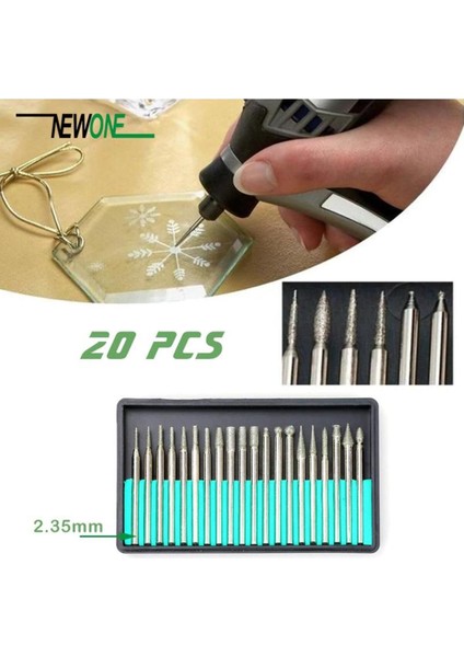 Elmas Freze Taşlama ve Zımpara Seti 20'li, 2.35MM ve 3mm, Hobi ve El Işlerine Uygun