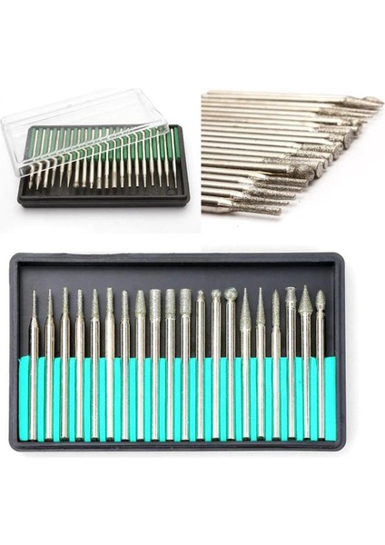 Elmas Freze Taşlama ve Zımpara Seti 20'li, 2.35MM ve 3mm, Hobi ve El Işlerine Uygun