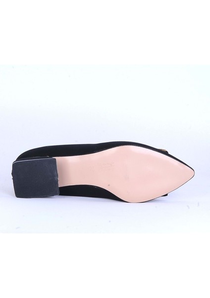 Moda Ayakkabı 168 Siyah Süet Kadın 5cm Topuklu Ayakkabı fırsatları