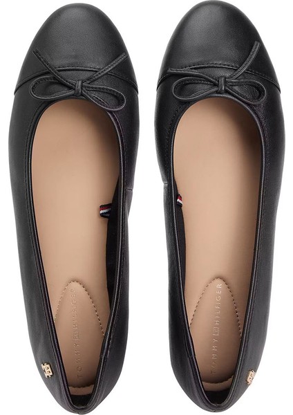 Kadın Toe Cap Leather Ballerina Shoes - Siyah fiyatları