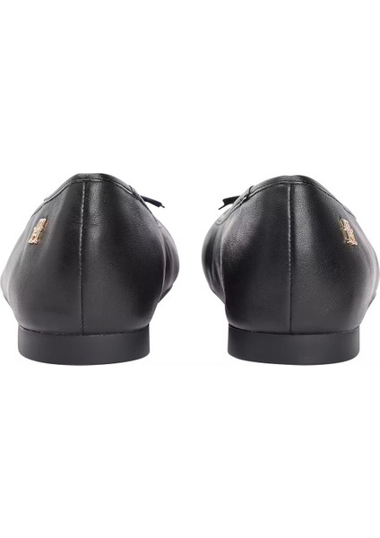 Kadın Toe Cap Leather Ballerina Shoes - Siyah fırsatları