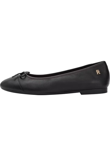 Kadın Toe Cap Leather Ballerina Shoes - Siyah modelleri