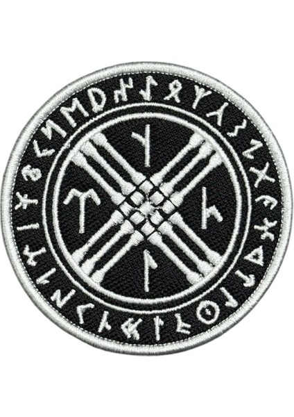 Siyah Zemin Tengri Tanrı Yazılı Göktürkçe Peç - 8 cm
