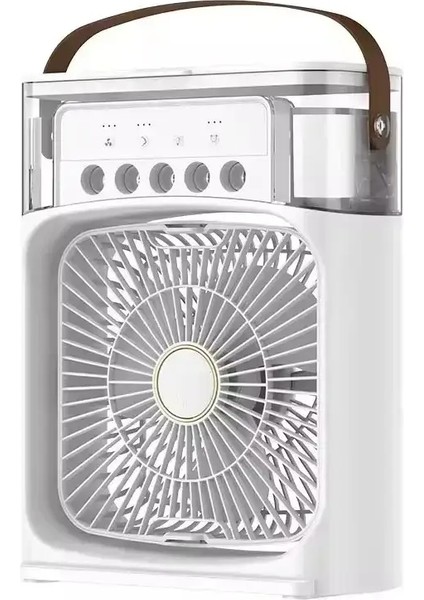 3'ten 1 Yaz Soğutma Fanı Taşınabilir Masaüstü Nemtopu USB Mini Klimalar Gece Işık Su Sisi Ev Veya Officalor: 5hole-White (Yurt Dışından)