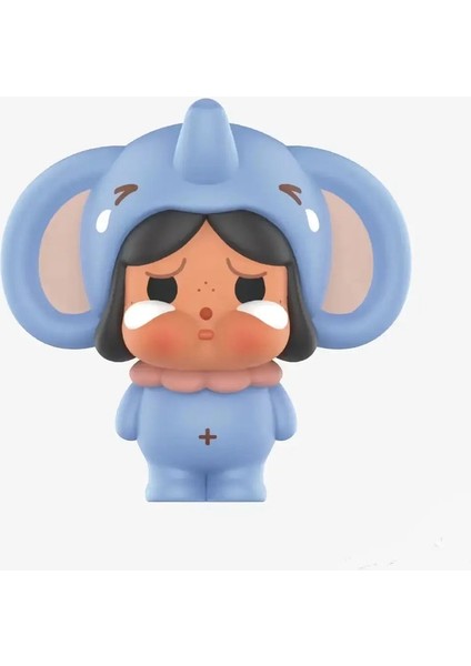 Orijinal Pop Bean Crybaby The Elephant Set Serisi Mini Doll Tayland Sınırlı Sevimli Anime Figürü Masaüstü Hediye Koleksiyonu: Mavi 1 Tahıl (Yurt Dışından)