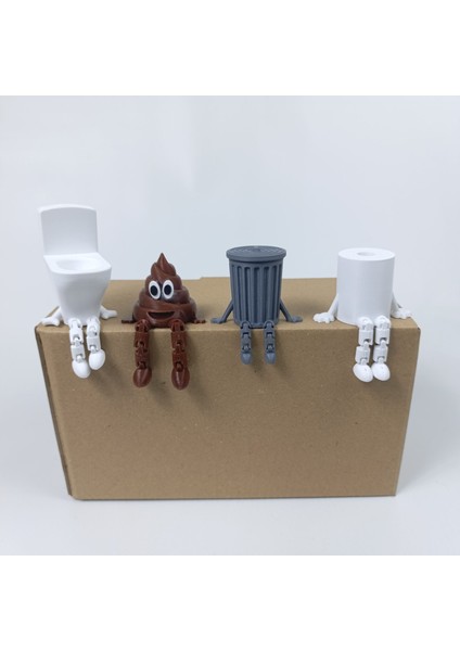 4 Lü Eğlenceli Dekoratif Banyo Seti(Klozet-Çöp Kovası-Tuvalet Kağıdı-Kaka)
