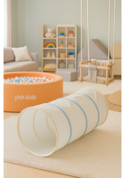 Katlanabilir Çocuk Oyun Tüneli – Eğlenceli ve Güvenli Oyun Alanı, Taşınabilir Tasarım - Bej