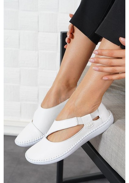 3002 Kadın Hakiki Deri Casual Comfort Ayakkabı Beyaz fiyatları